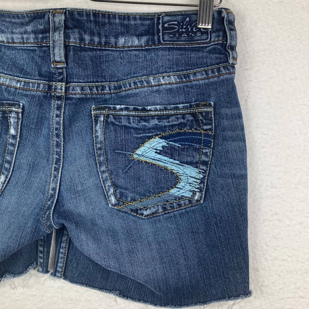 Silver Jeans Western Glove Works Lola Blue Jeans Cut Into Shorts Sz 28 - Picture 11 of 13